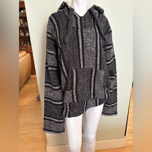 Baja Hoodie Hippie Boho Mexican Poncho Jerga